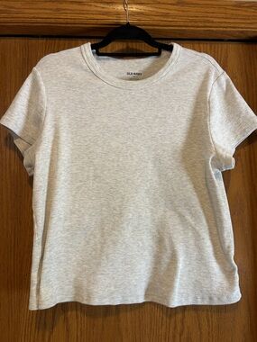 Old Navy Light Heather Gray Ribbed Crewneck Tee -xxl